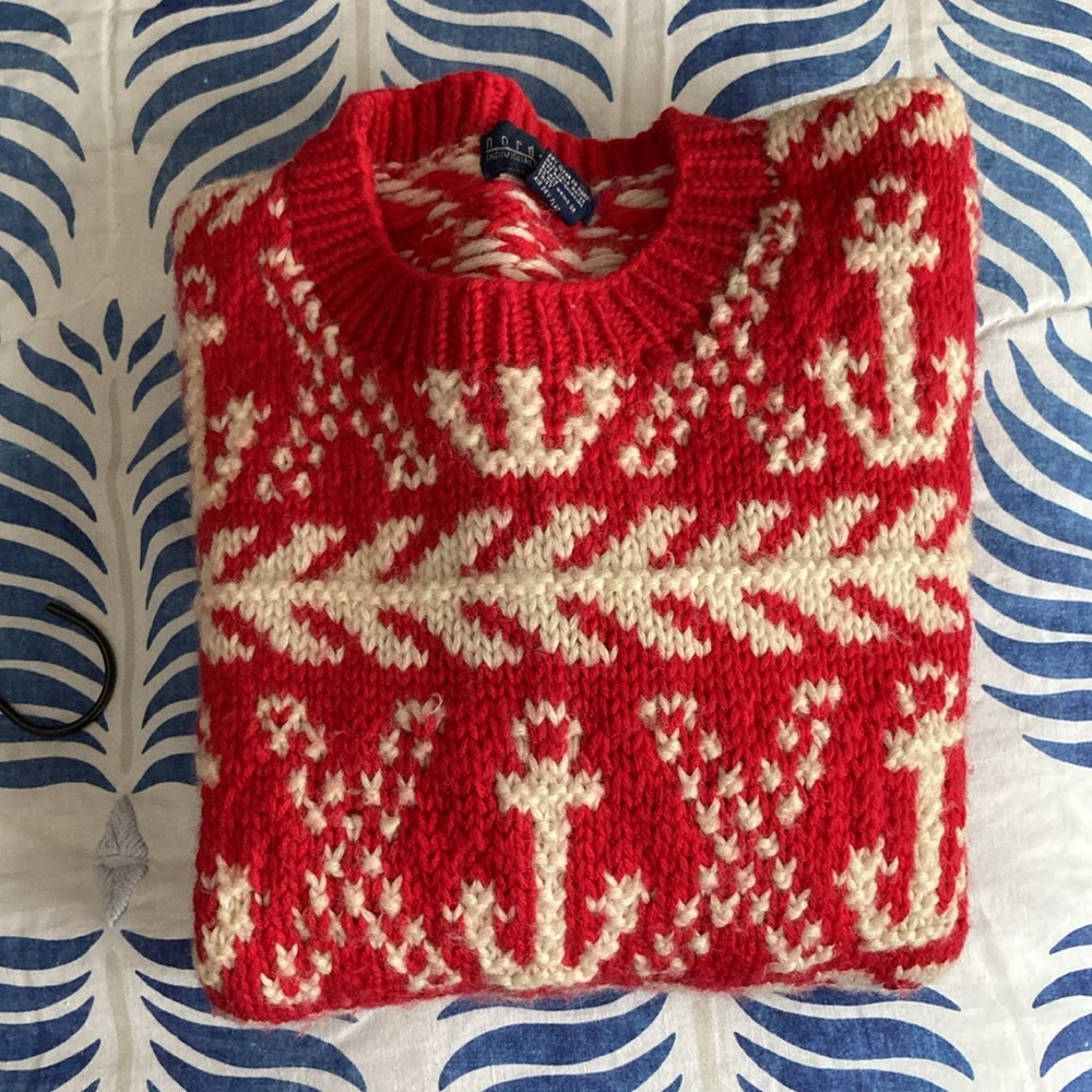 Vintage NORDSTROM hand knit marine sweater S